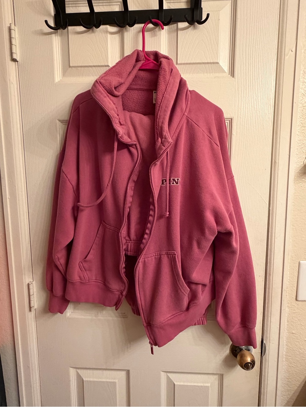 Pink Sherpa-Lined Zip Hoodie